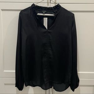 BNWT ANN TAYLOR BLACK SILKY LONG SLEEVE BLOUSE
